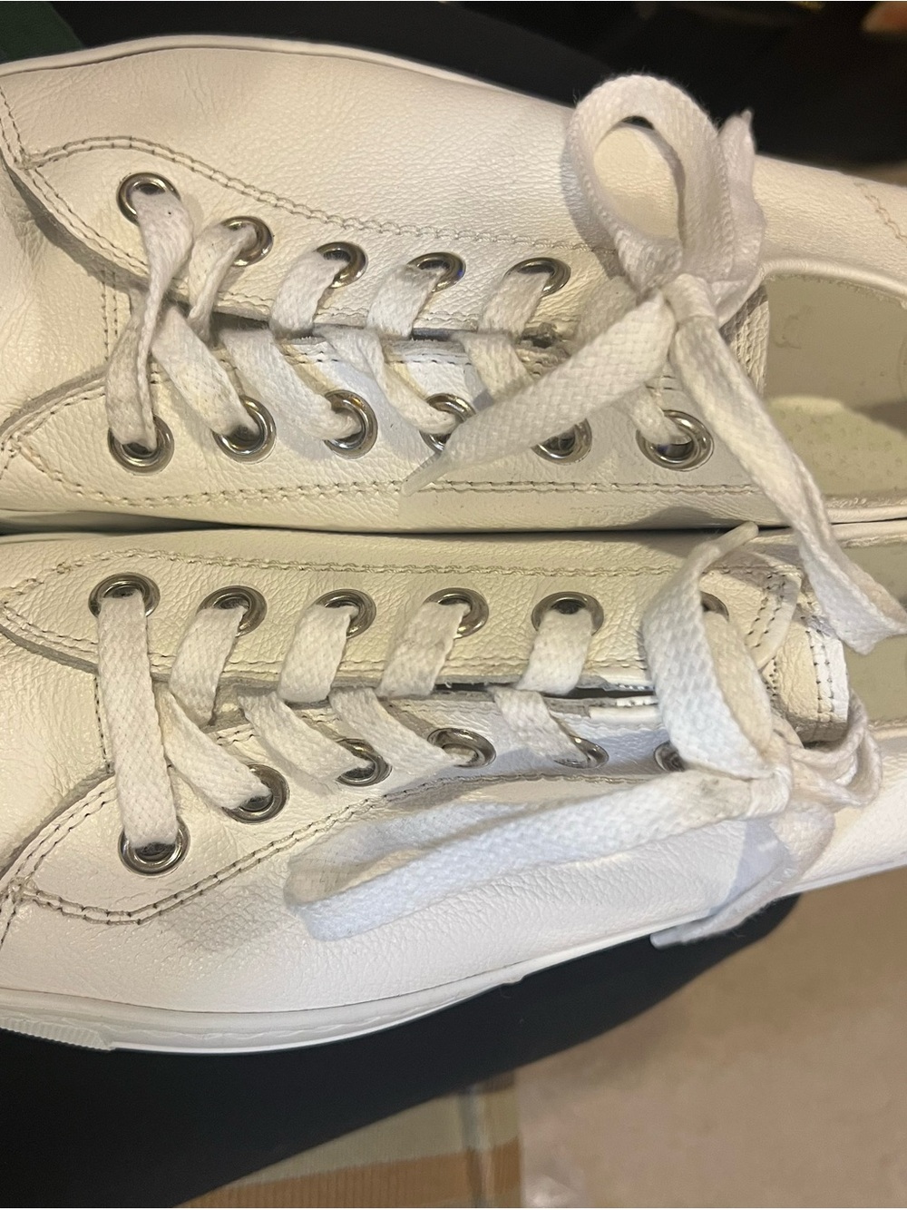 Paul Green White Leather Lace-Up Sneakers with Metal Eyelets